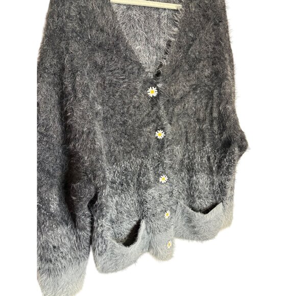 WNTD Apparel Blu Boy Mohair Unisex Cardigan Black Grey-sz Medium - Picture 5 of 13